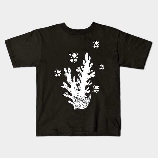 Black And White Seaweed Kids T-Shirt by NICHE&NICHE